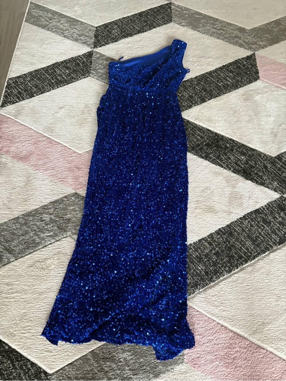 Blue Sequin One-Shoulder Women’s Dress